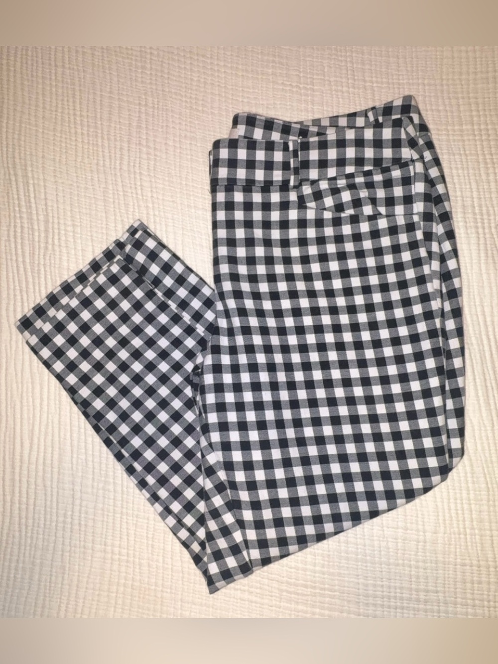 LOFT Black & White Gingham Cropped Pants